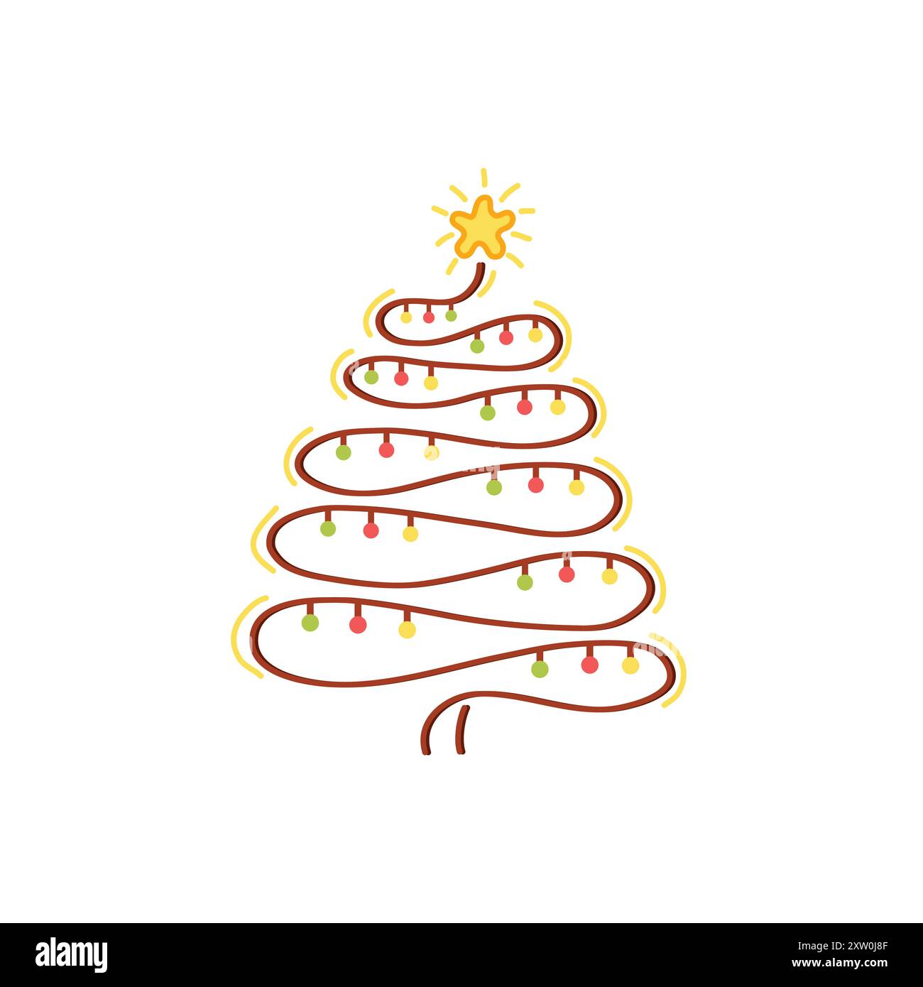Christmas Tree made of colorful lights with glowing star, Vector design ...