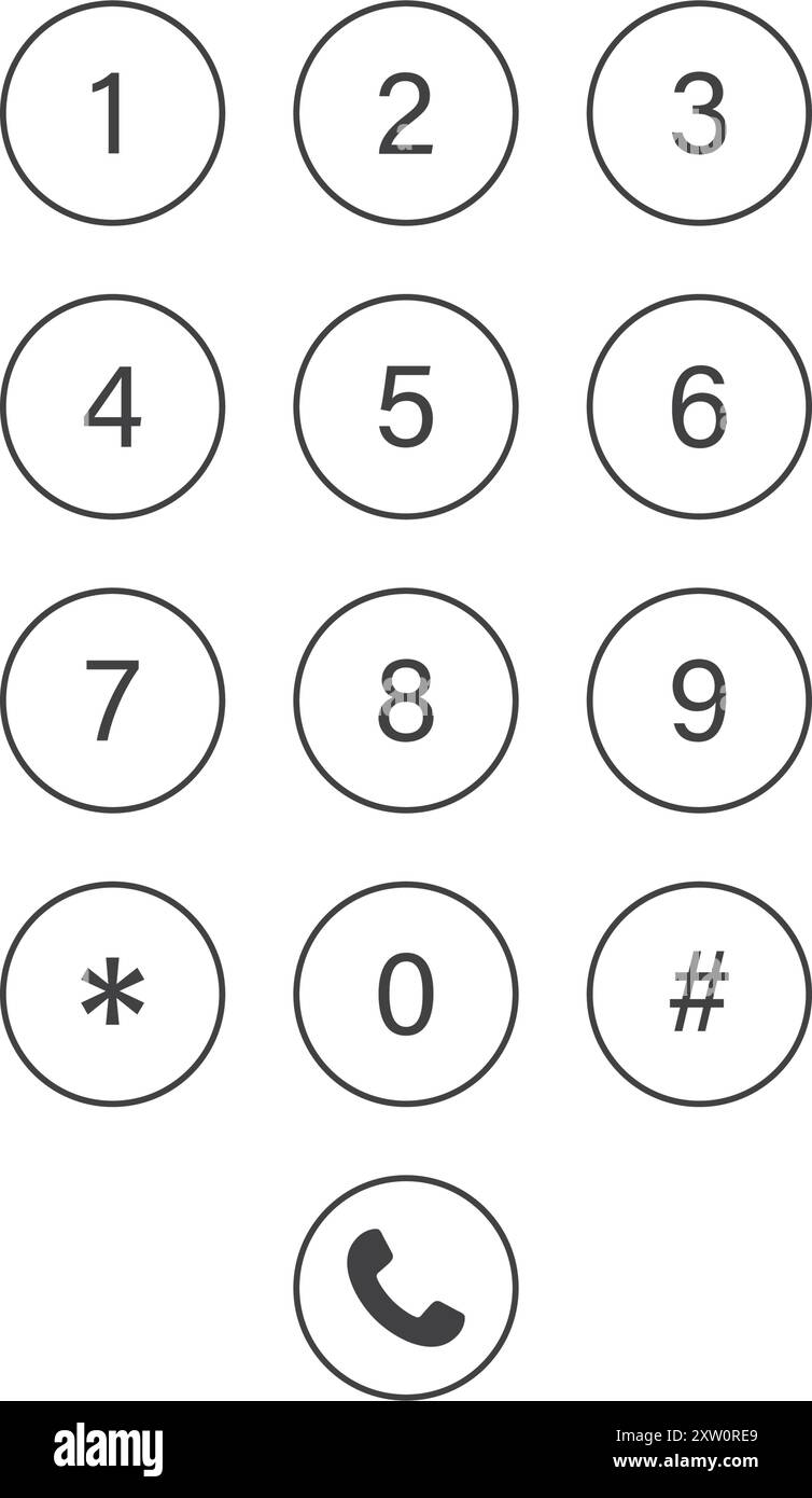 Smartphone dial button icon in flat style. Phone number pad vector ...