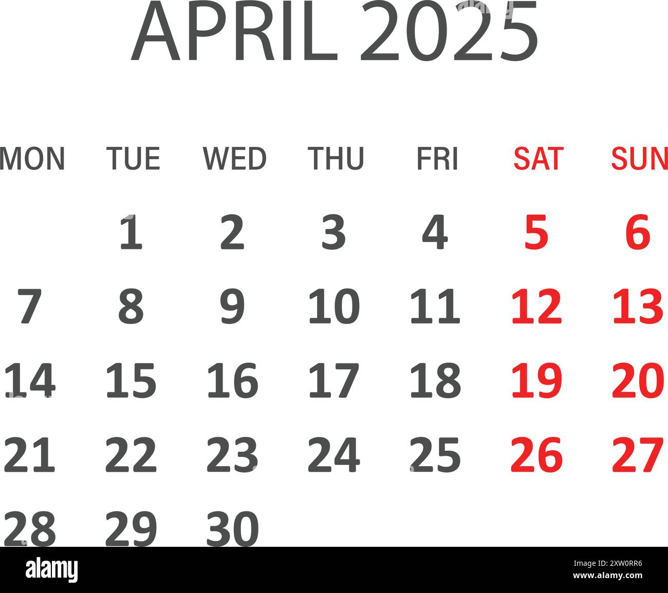 Calendar april 2025 icon in flat style. Planner vector illustration on isolated background