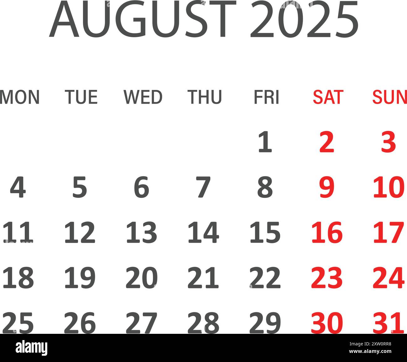 calendar-august-2025-icon-in-flat-style-planner-vector-illustration-on-isolated-background-calender-sign-business-concept-stock-vector-image-art-alamy