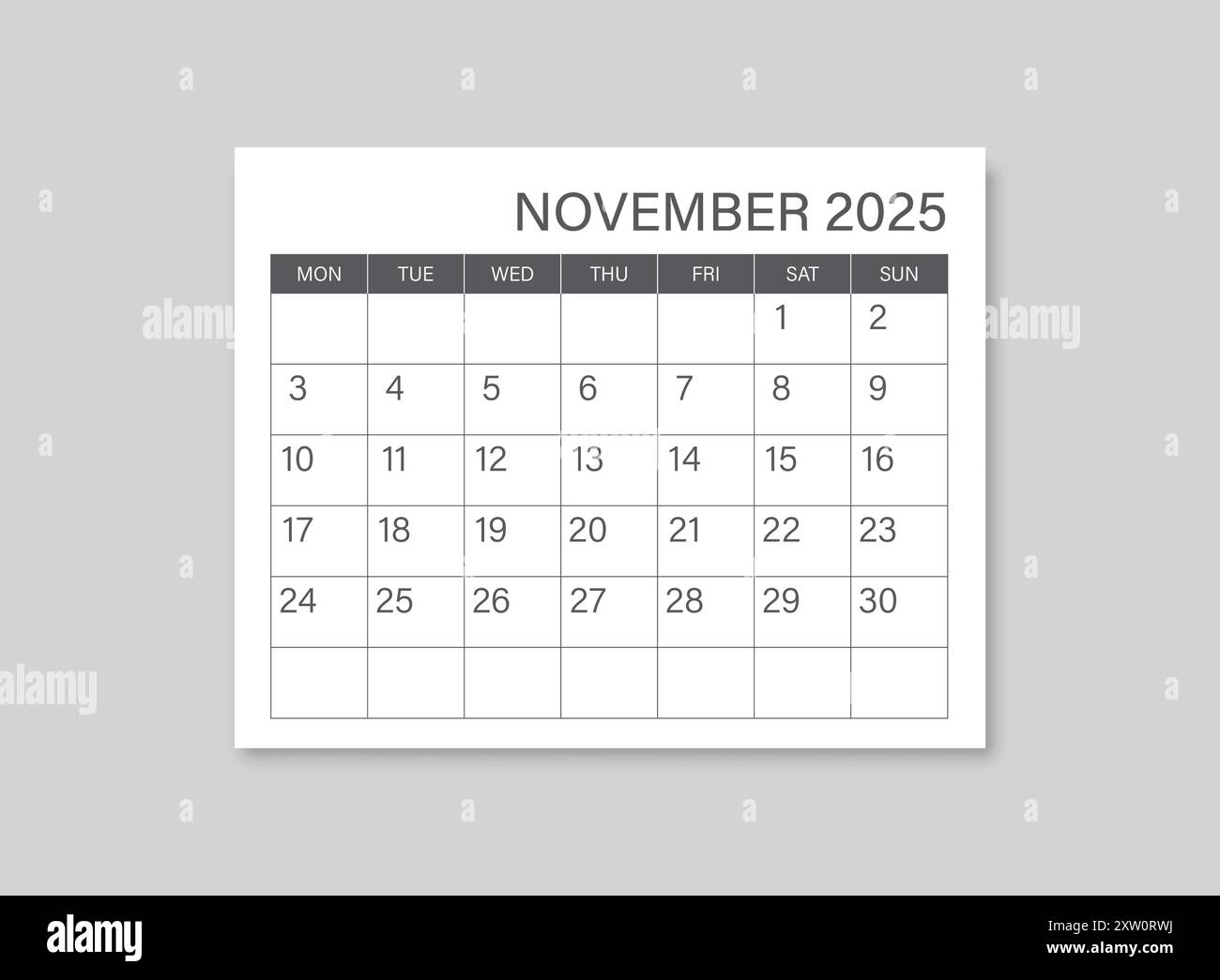 simple-wall-calendar-for-november-2025-with-dotted-lines-the-calendar-is-in-english-week-start-from-sunday-vector-template-stock-vector-image-art-alamy
