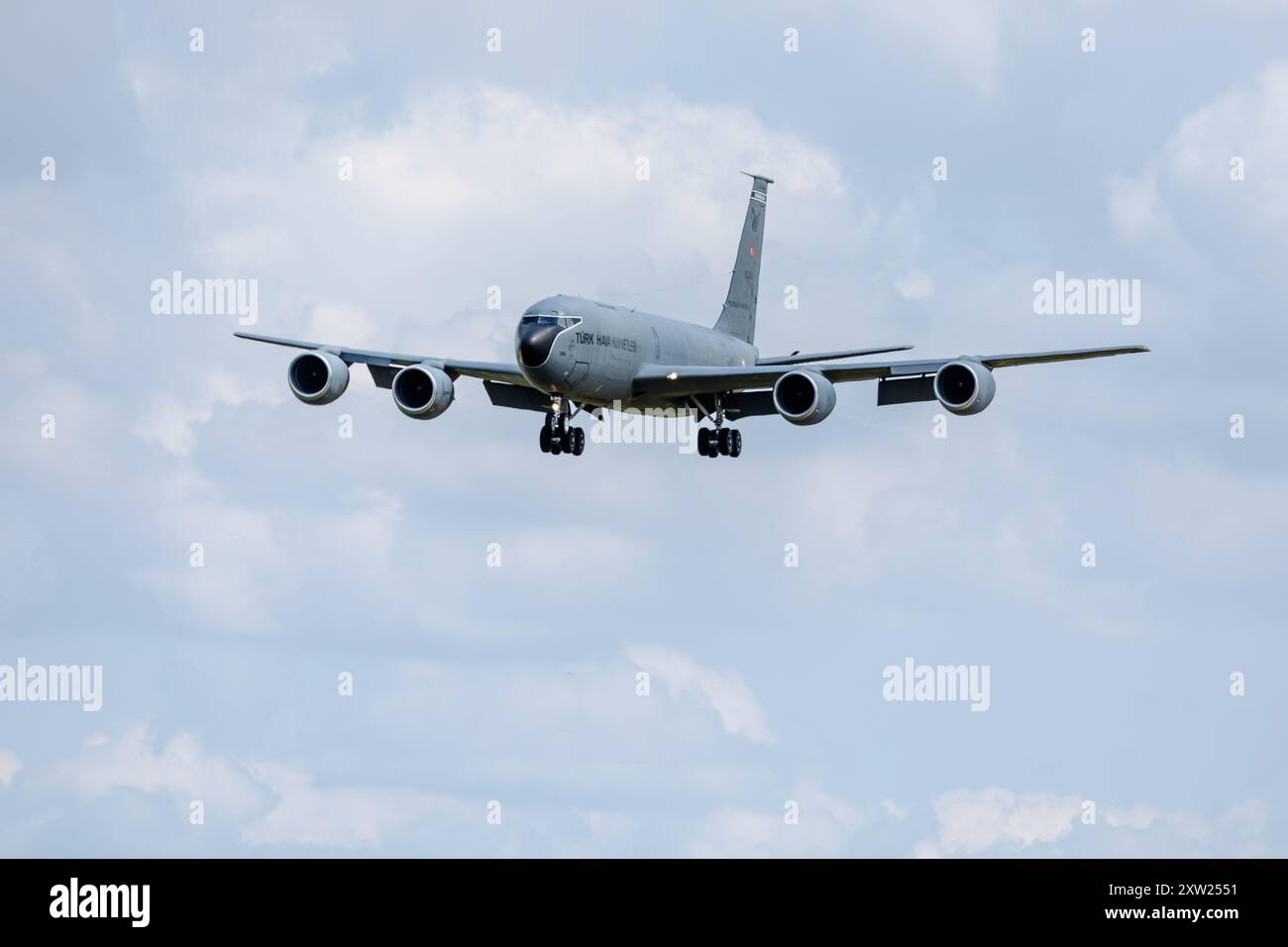 Turkish Air Force - Boeing KC-135R Stratotanker, arriving at RAF Fairford to take part in the static display at the 2024 RIAT. Stock Photo