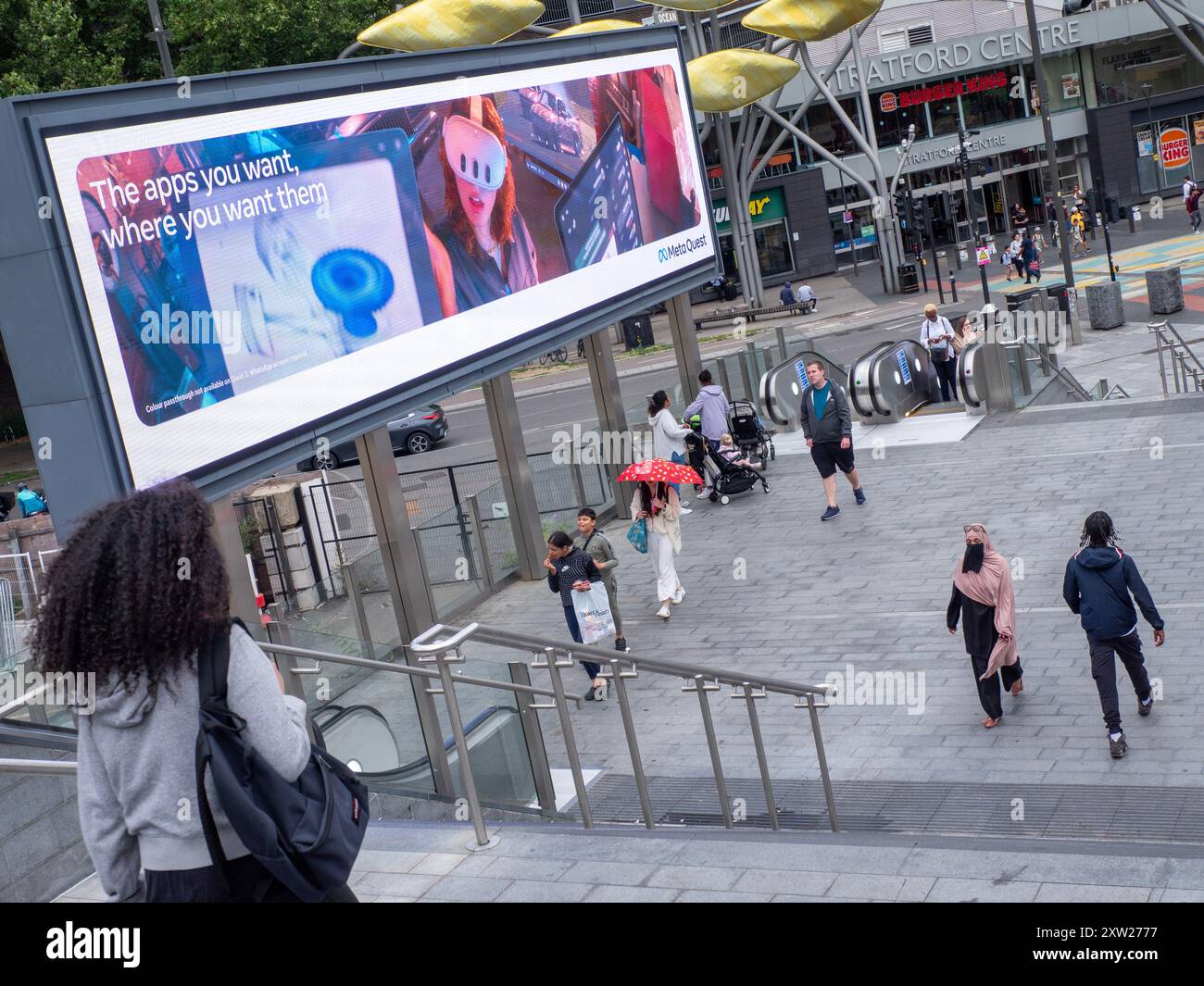 Ocean Outdoor advert screen, a type of  Digital out of Home advertising, showing advert for  Meta Quest Stock Photo