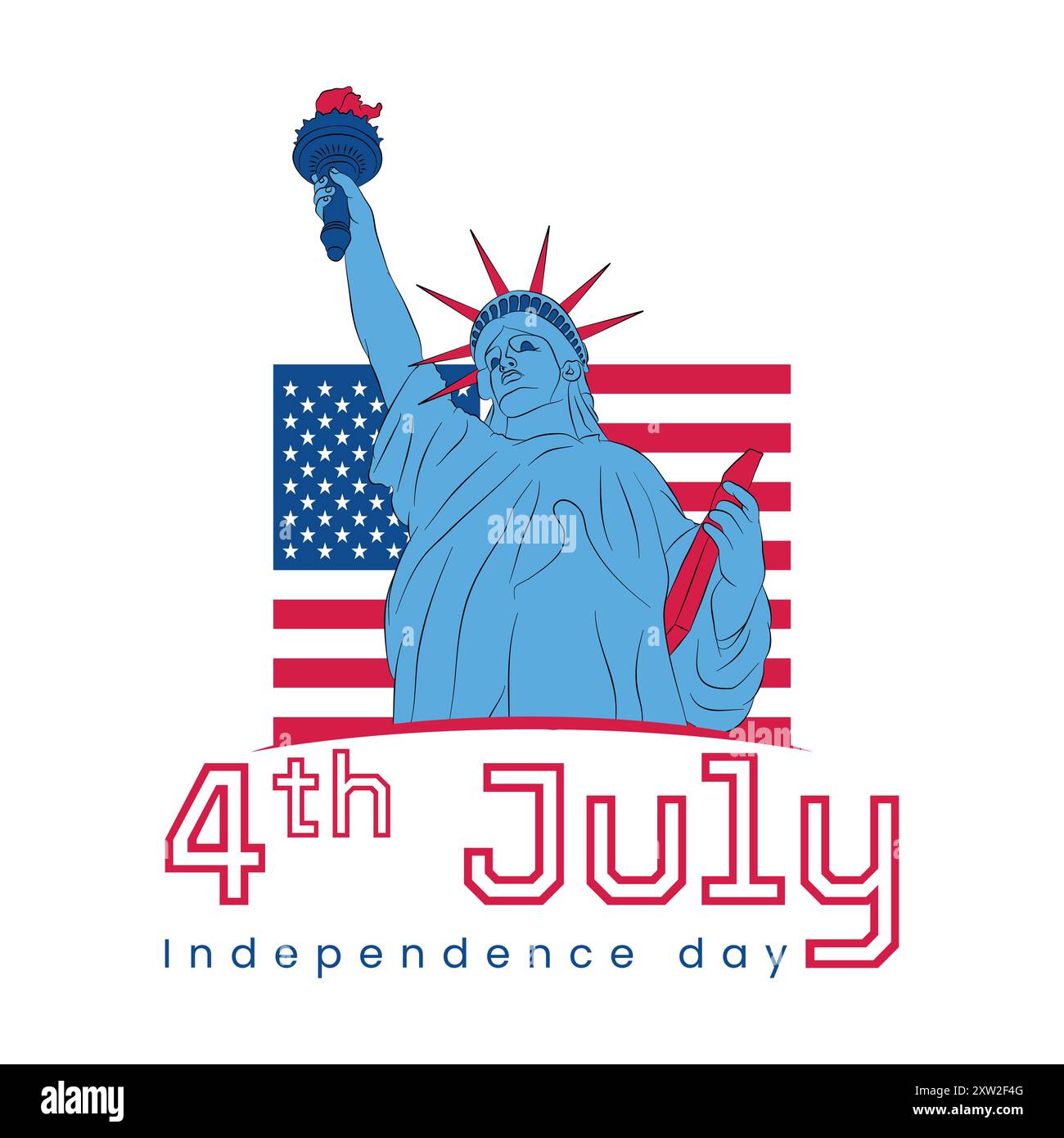 Statue of liberty illustration, 4th of July independence day design Stock Vector