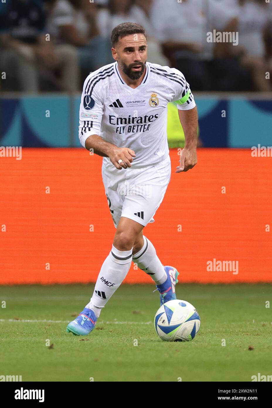 Warsaw, Poland, 14th August 2024. Daniel Carvajal of Real Madrid during