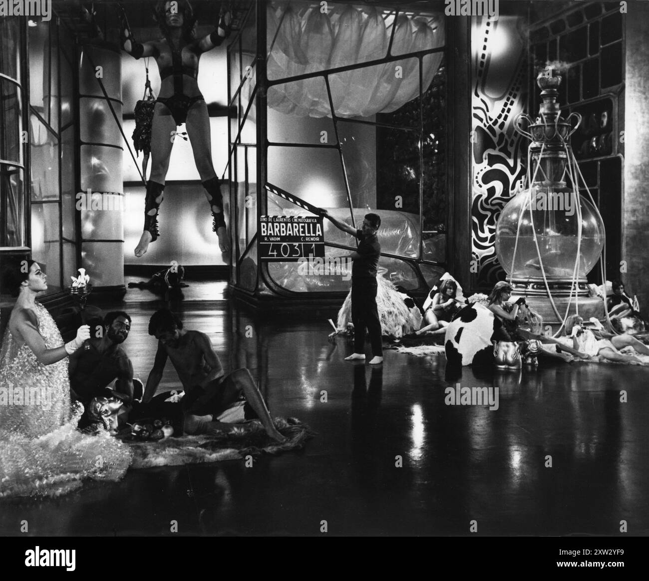 JANE FONDA (in the background on the left) about to film a scene for ...
