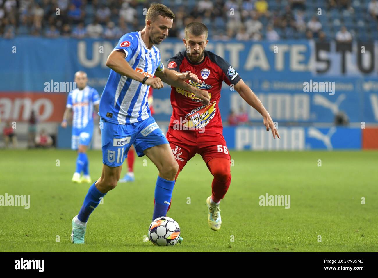 NICUSOR BANCU IN FOOTBALL GAME UNIVERSITATEA CRAIOVA vs FC BUZAU , SUPERLIGA ROMANIA , 16.08.2024 Stock Photo