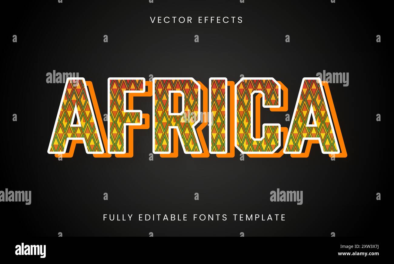 Africa Text Effect Editable Template Stock Vector