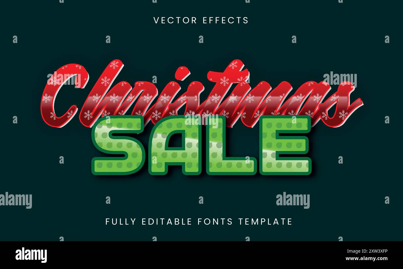 Christmas Sale Text Effect Editable Template Stock Vector