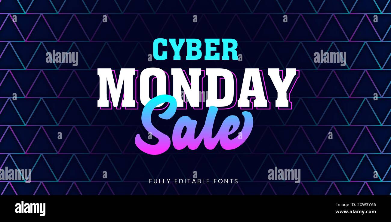 Cyber Monday Sale Banner Text Effect Editable Template Stock Vector