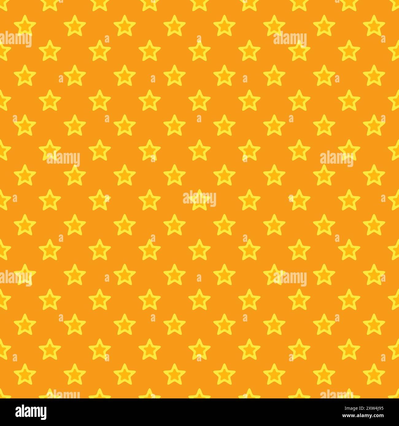 Christmas seamless texture in retro atmosphere. Pattern is formed from yellow stars on orange background. Stock Vector