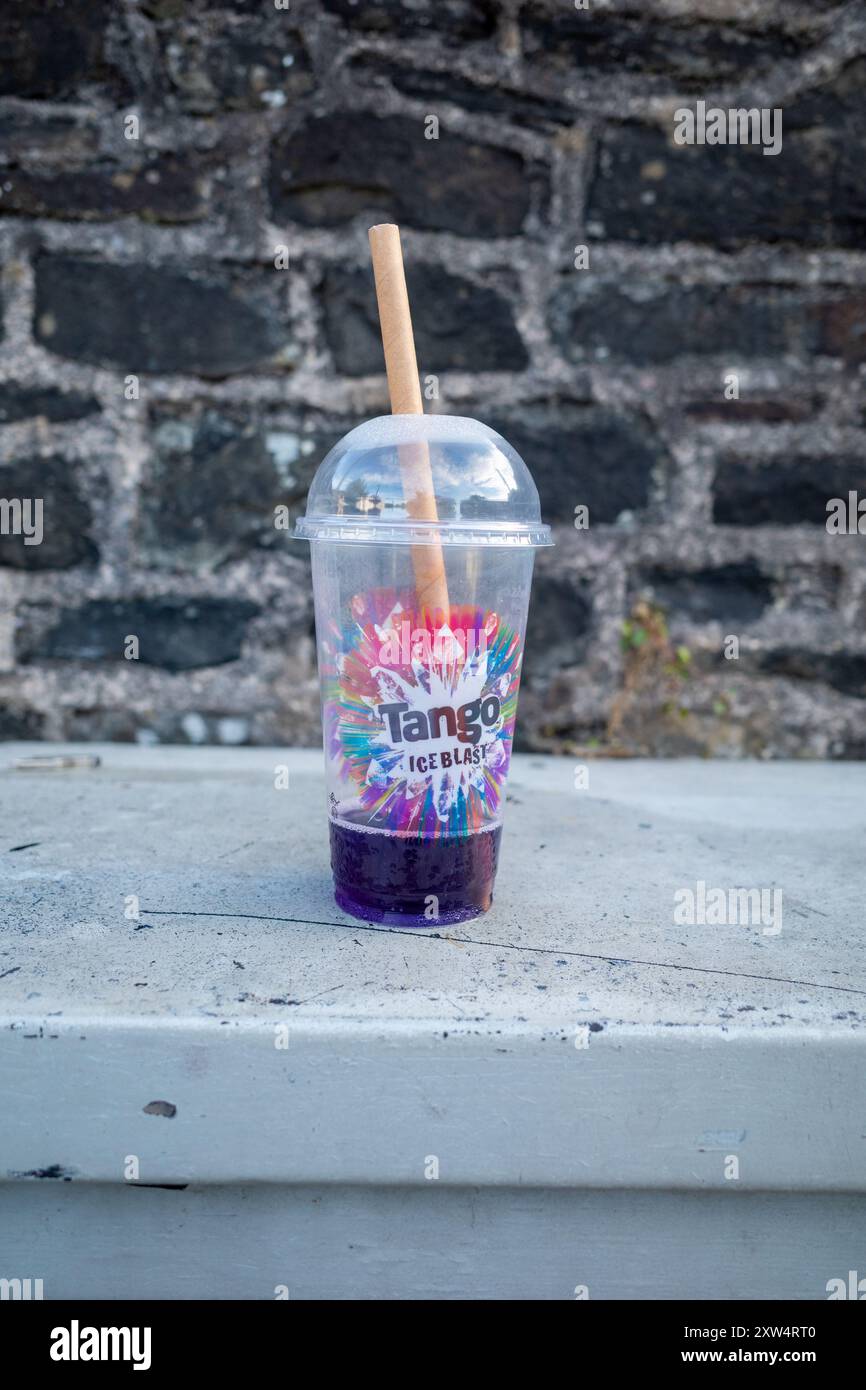 Half empty Tango Ice Blast drink Stock Photo