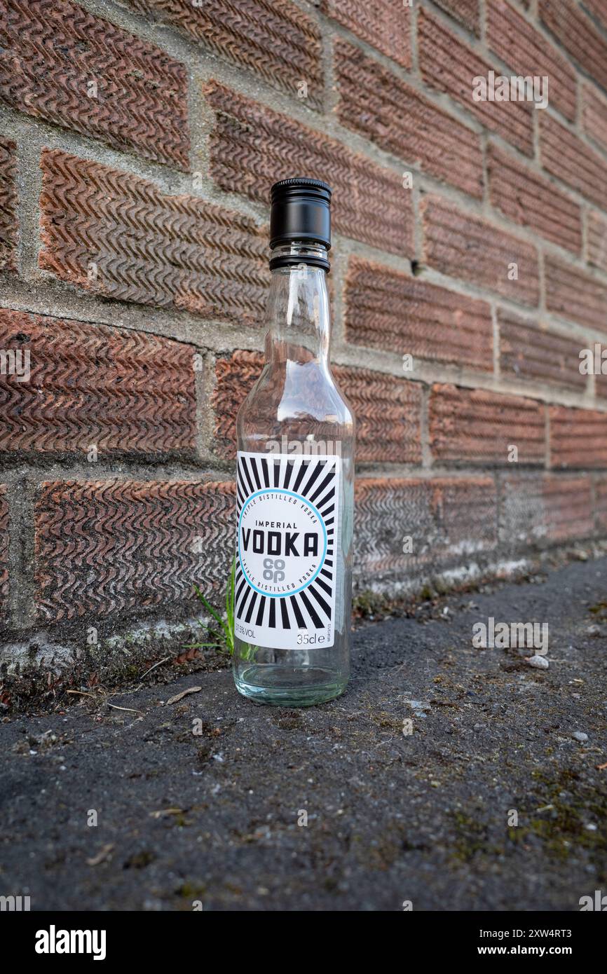 Vodka Empty Empty co op imperial vodka bottle Stock Photo - Alamy