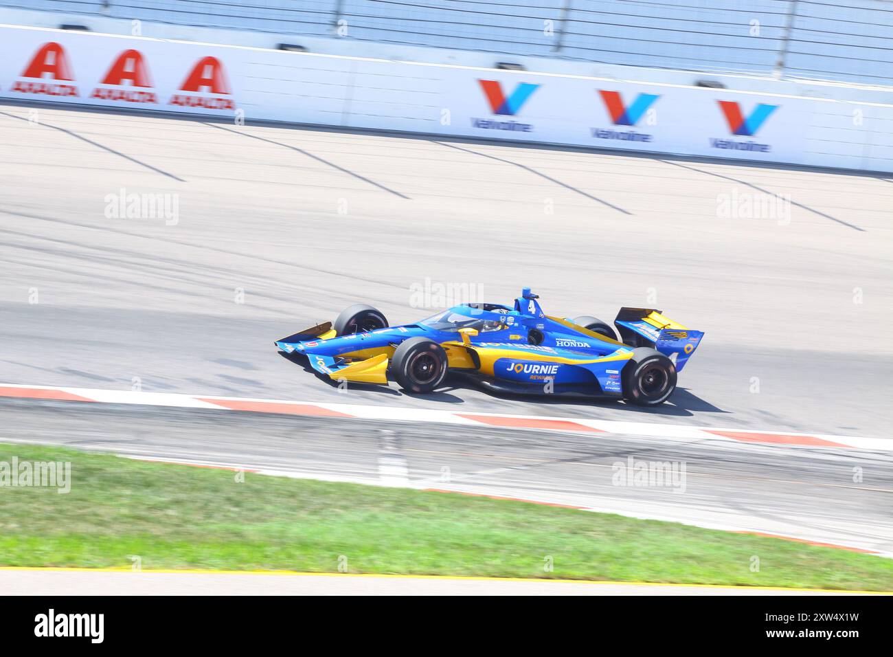 Madison, IL August 16, 2024: 8th Annual Bommarito Automotive Group 500 INDYCAR race at WWTR raceway. Practice session. Stock Photo