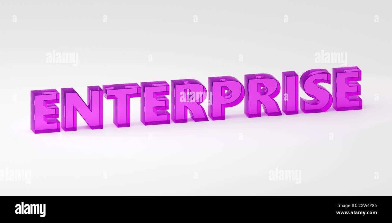 Gallery Detail: 3D Render Sign Enterprise Purple Glass Text And Gray Background