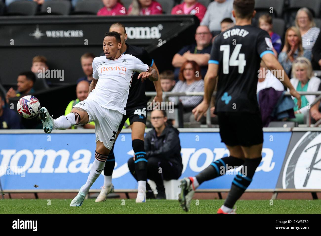 Swansea, UK. 17th Aug, 2024. Ronald of Swansea city in action. EFL Skybet championship match, Swansea city v Preston North End at the Swansea.com Stadium in Swansea, Wales on Saturday 17th August 2024. this image may only be used for Editorial purposes. Editorial use only, pic by Andrew Orchard/Andrew Orchard sports photography/Alamy Live news Credit: Andrew Orchard sports photography/Alamy Live News Stock Photo