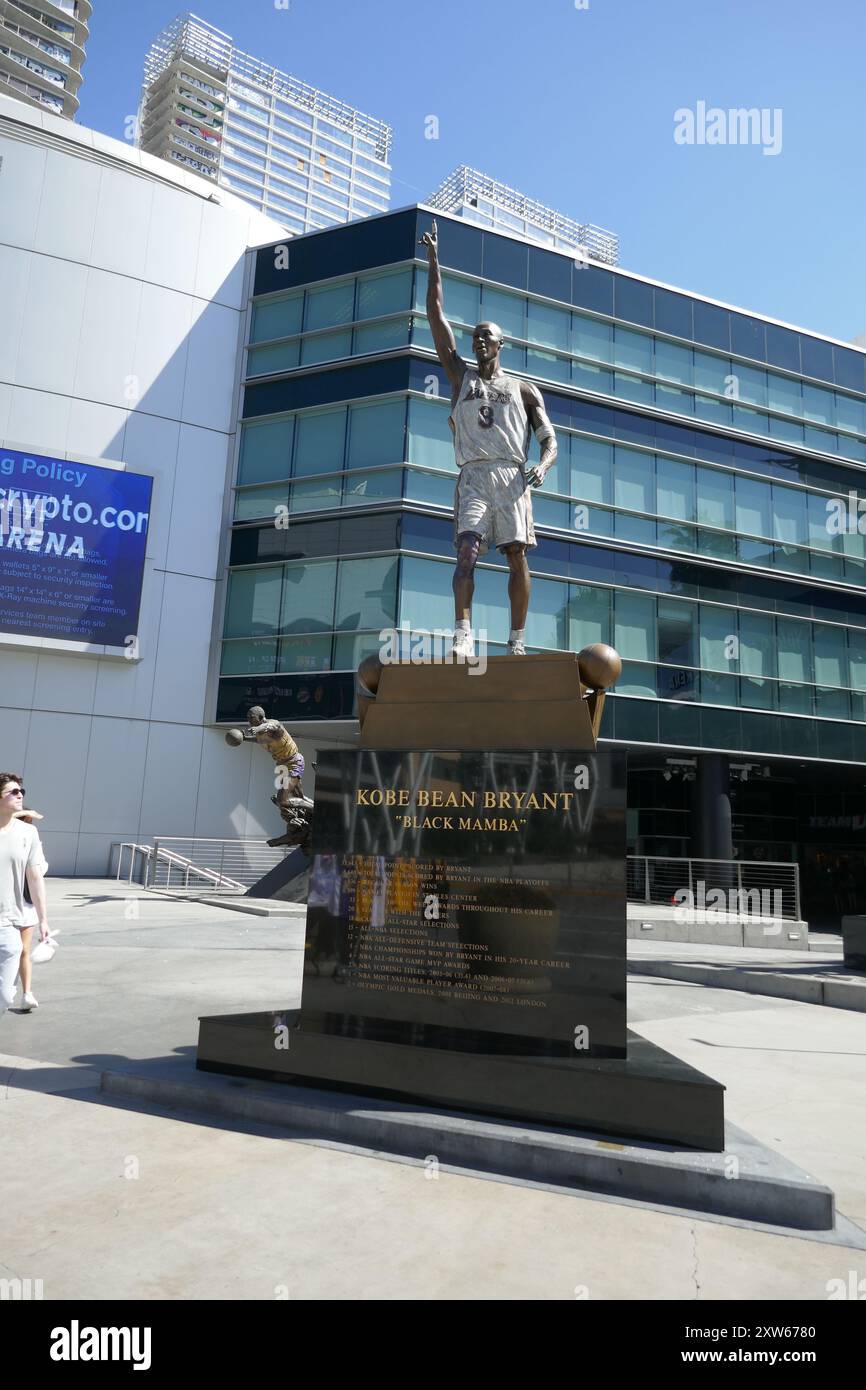 Los Angeles, California, USA 14th August 2024 Kobe Bryant Statue at Crypto.com  Arena LA Live