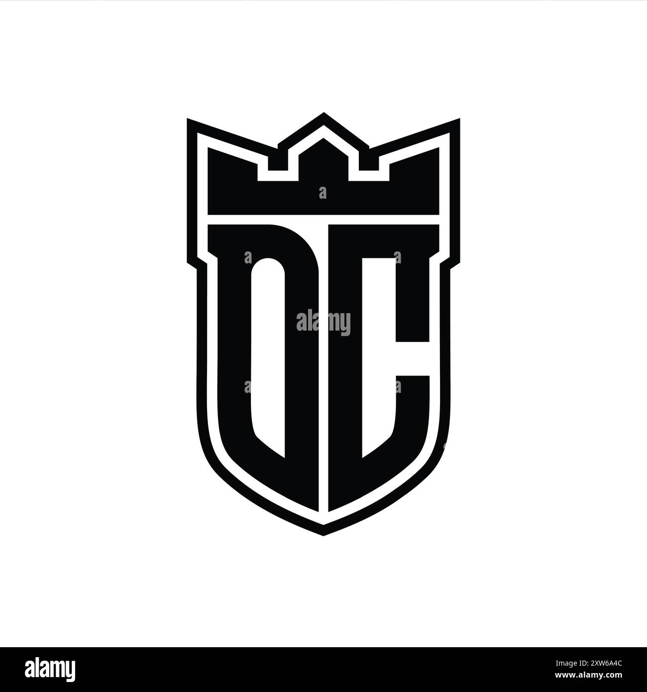 OC Letter logo with shield shape with geometric crown inside black ...