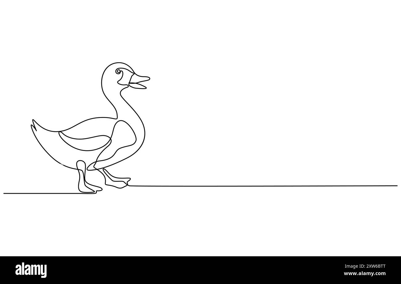 Duck single continuous one line out line vector art drawing Stock ...