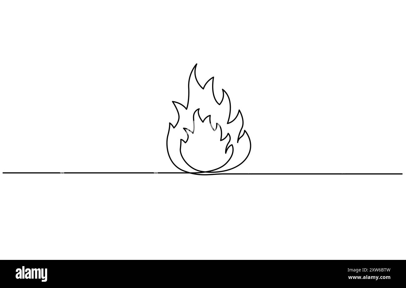 One Fire Drawing Continuous bonfire drawing single line art, Continuous one line drawing ...
