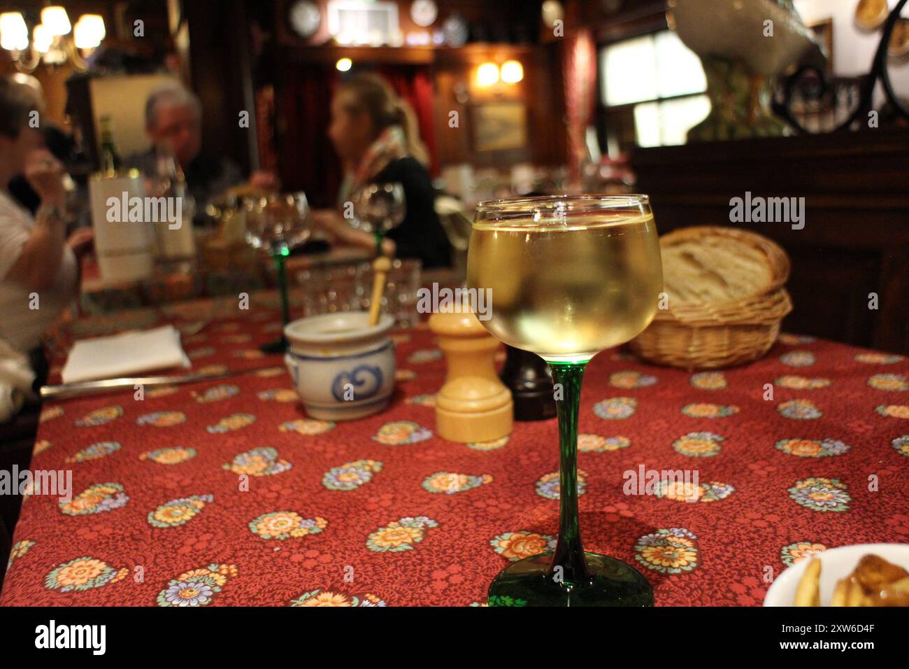 Alsatian Gewurztraminer wine in Strasbourg, France Stock Photo