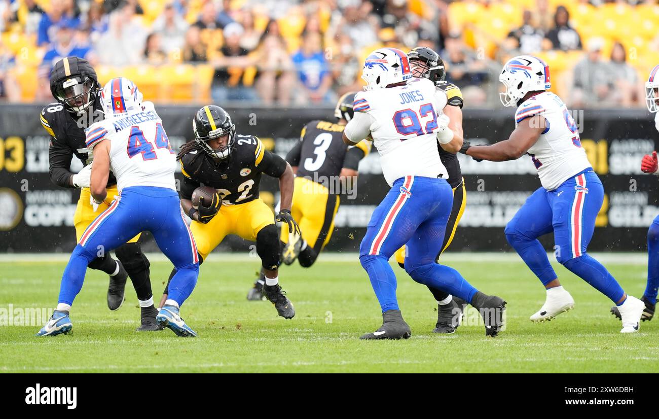 Pittsburgh, Pennsylvania, USA. 17th Aug, 2024. August 17, 2024: Najee Harris #22 during the Pittsburgh Steelers vs Buffalo Bills at Acrisure Stadium in Pittsburgh PA. Brook Ward/AMG (Credit Image: © AMG/AMG via ZUMA Press Wire) EDITORIAL USAGE ONLY! Not for Commercial USAGE! Stock Photo