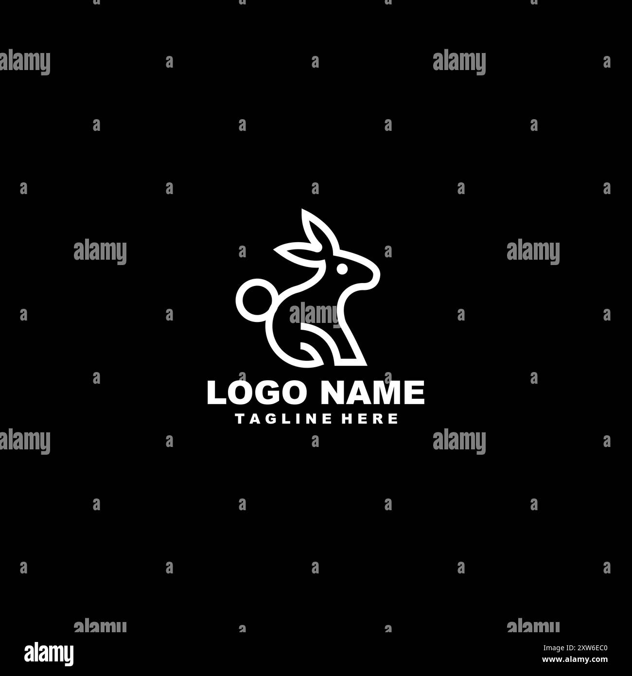bunny line logo design vector Stock Vector