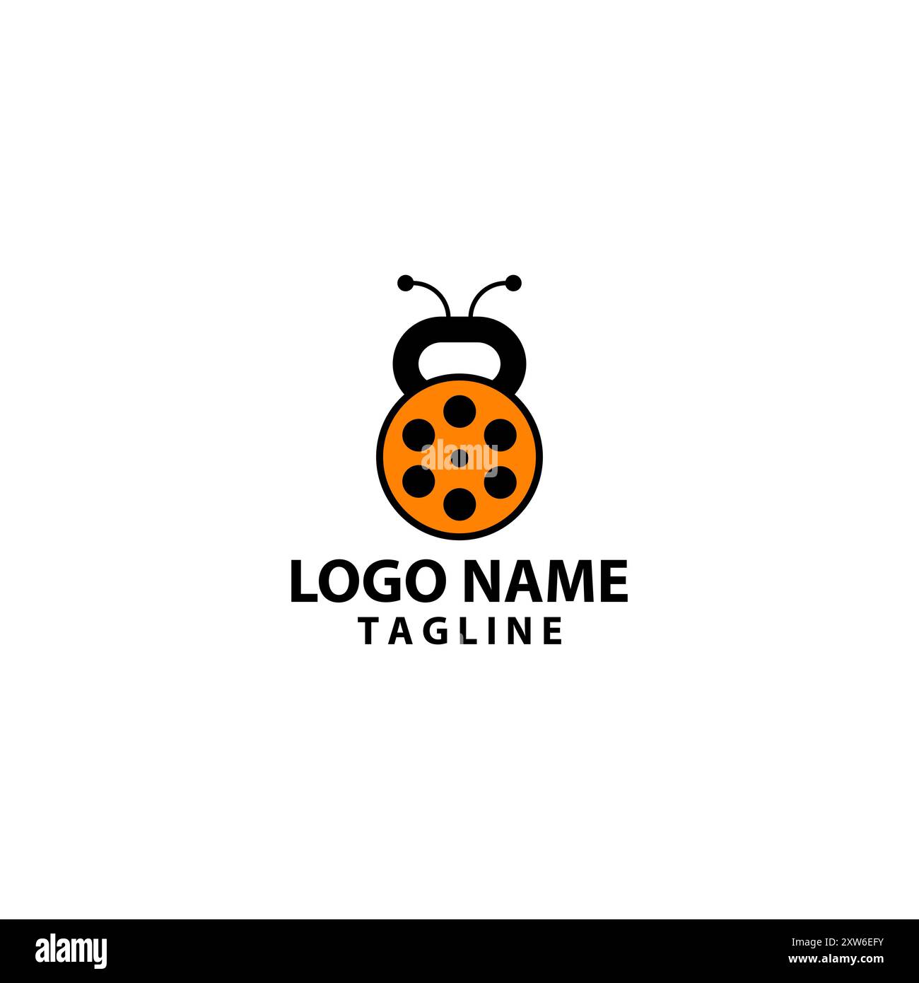dumbbells bug logo design vector Stock Vector