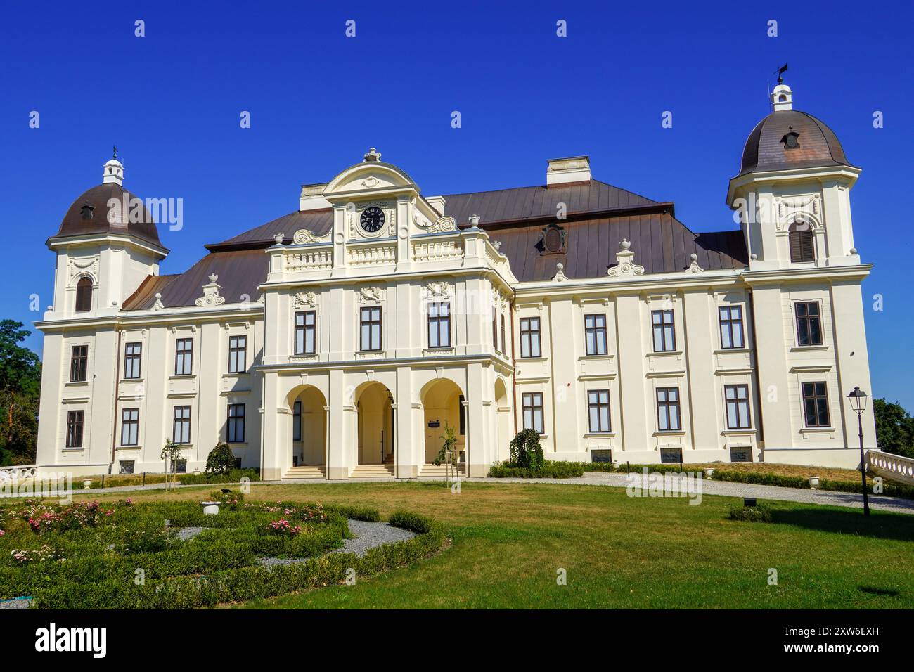 Nasice, Croatia, August 11, 2024: The old castle of count Pejacevic ...