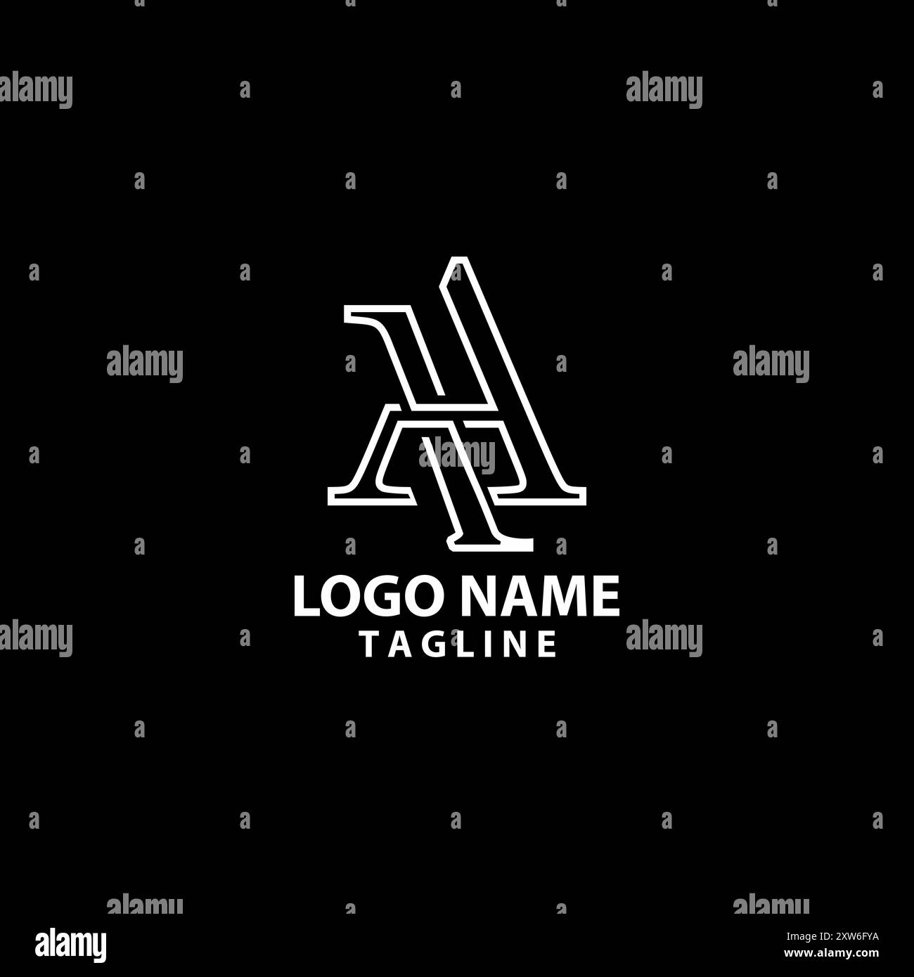 initial letter AH monogram line logo design vector Stock Vector Image ...