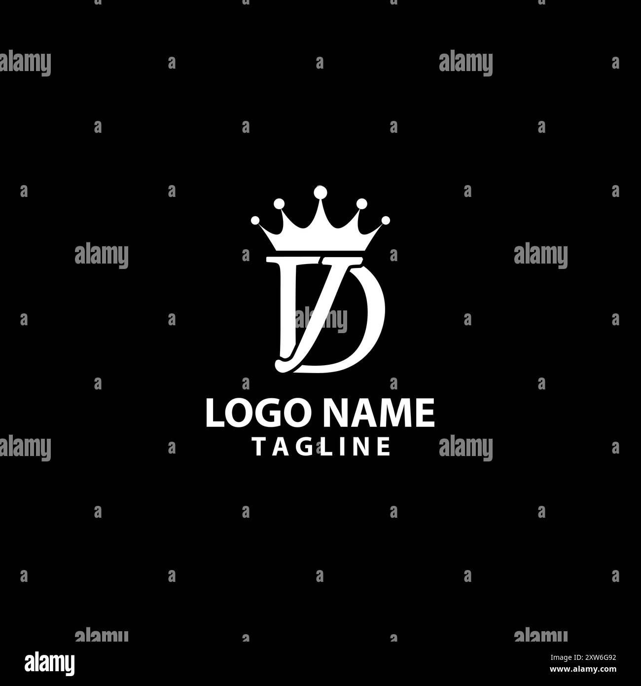 initial letter DJ crown monogram logo design vector Stock Vector