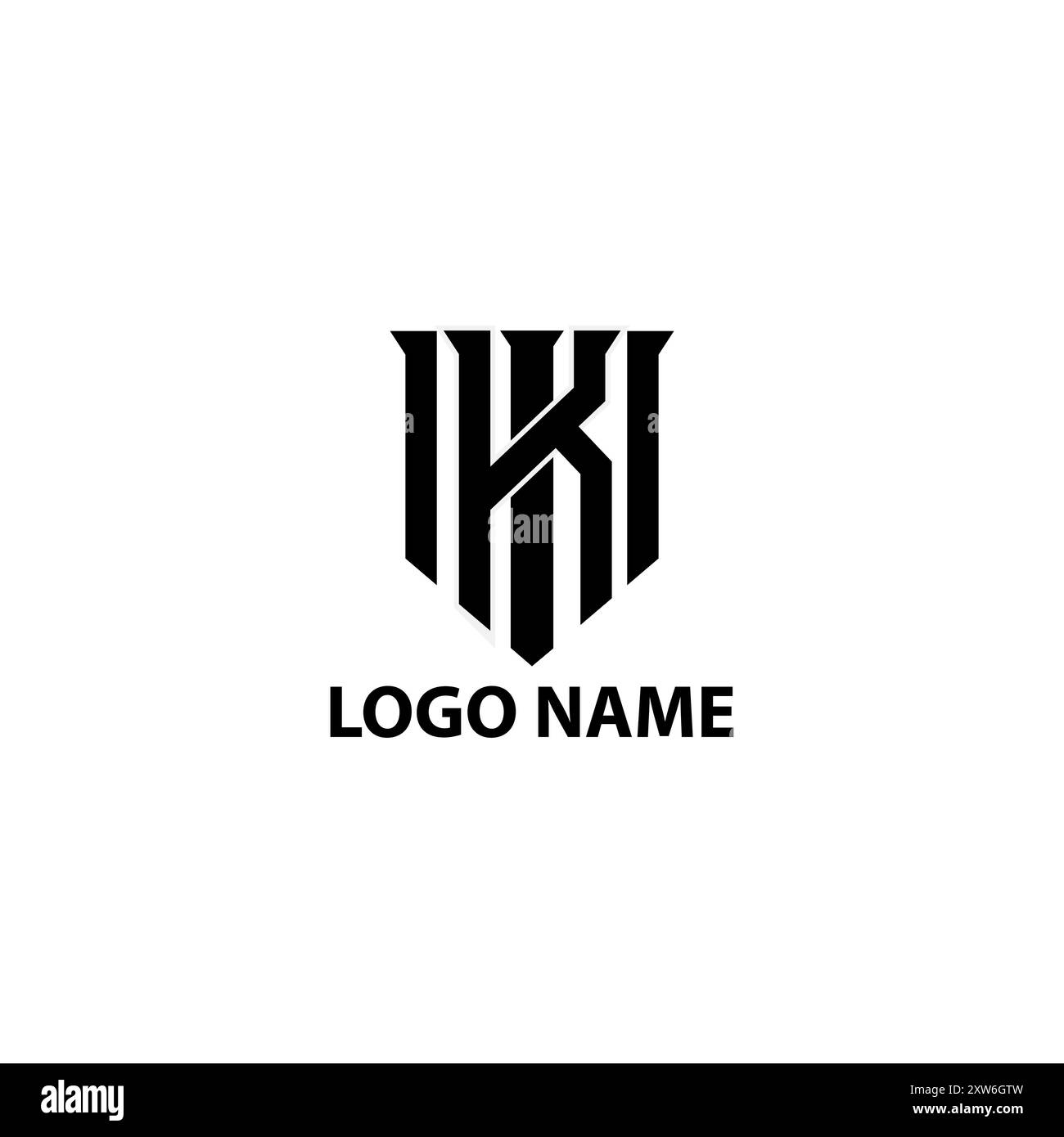 initial MK abstract shield logo design vector Stock Vector