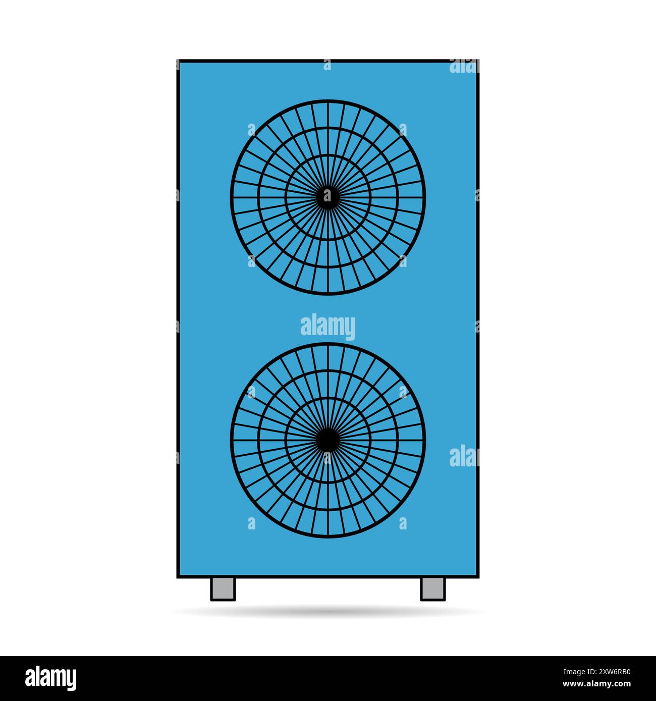 Heat pump air source shadow icon, cooling electric system machine, cool web vector illustration . Stock Vector