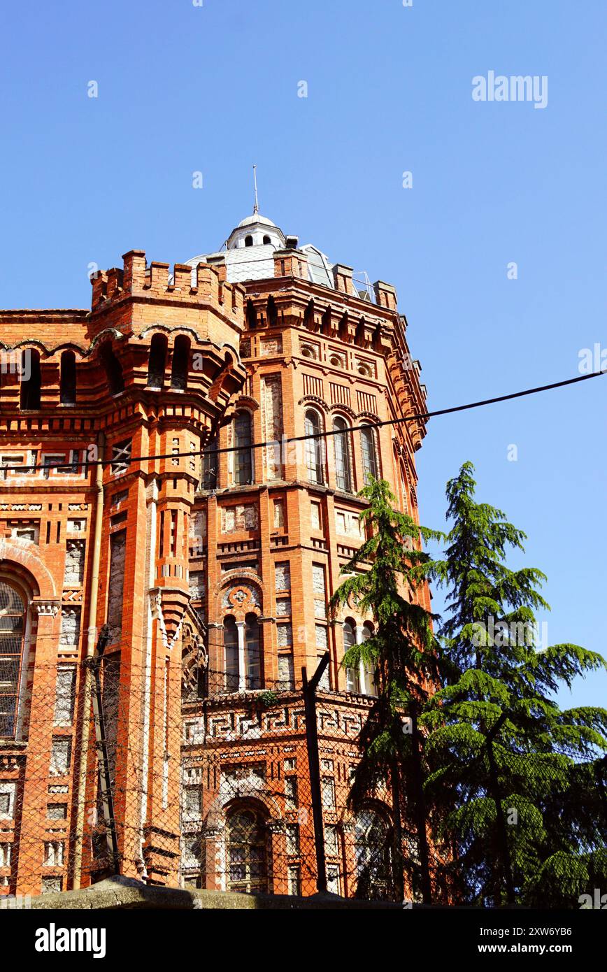 View of the brick tower of Private Fener Greek High School one of the