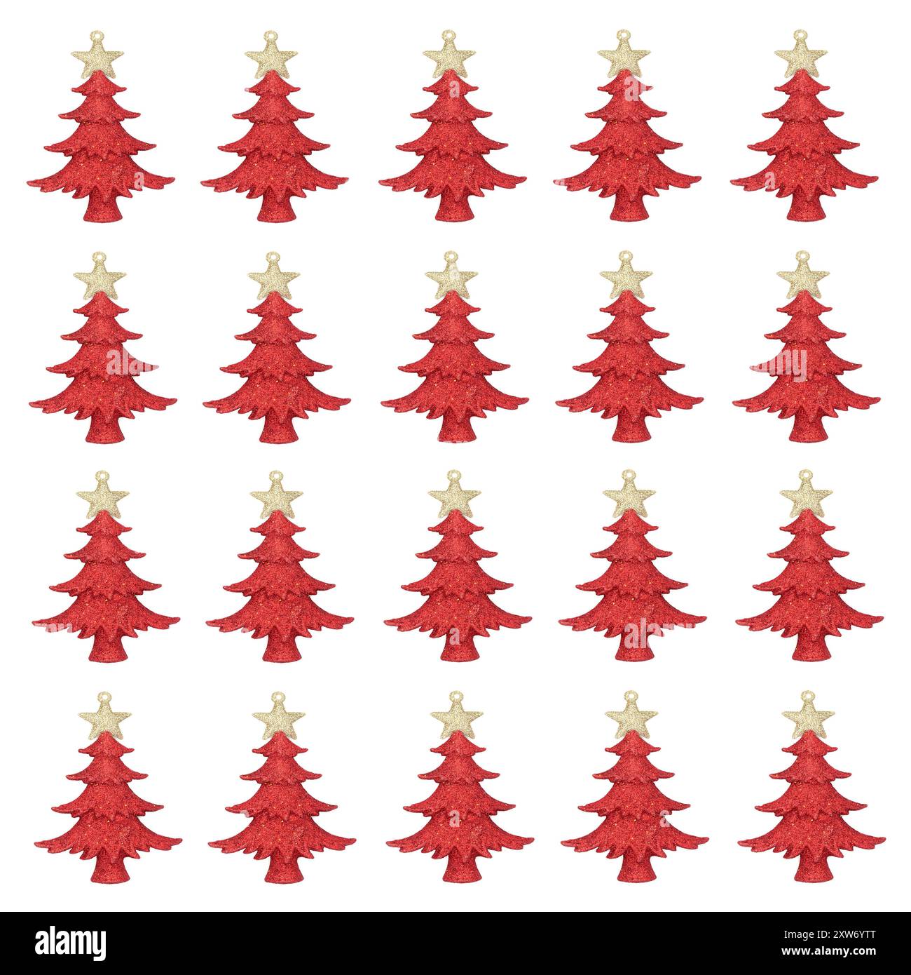 Red gold Christmas tree pattern decorations design on white background