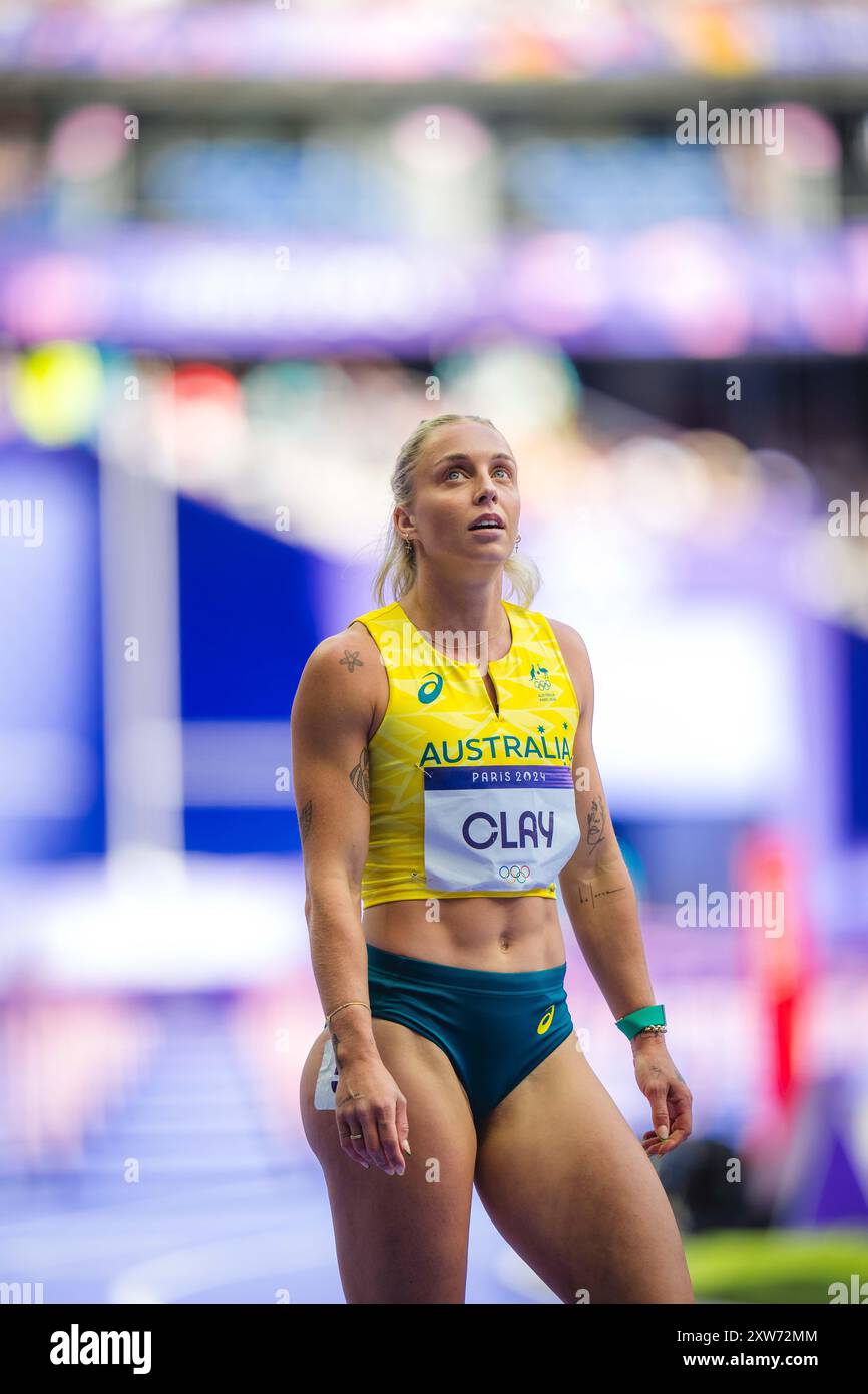 Liz Clay participating in the 100 meters hurdles at the Paris 2024 Olympic Games Stock Photo - Alamy
