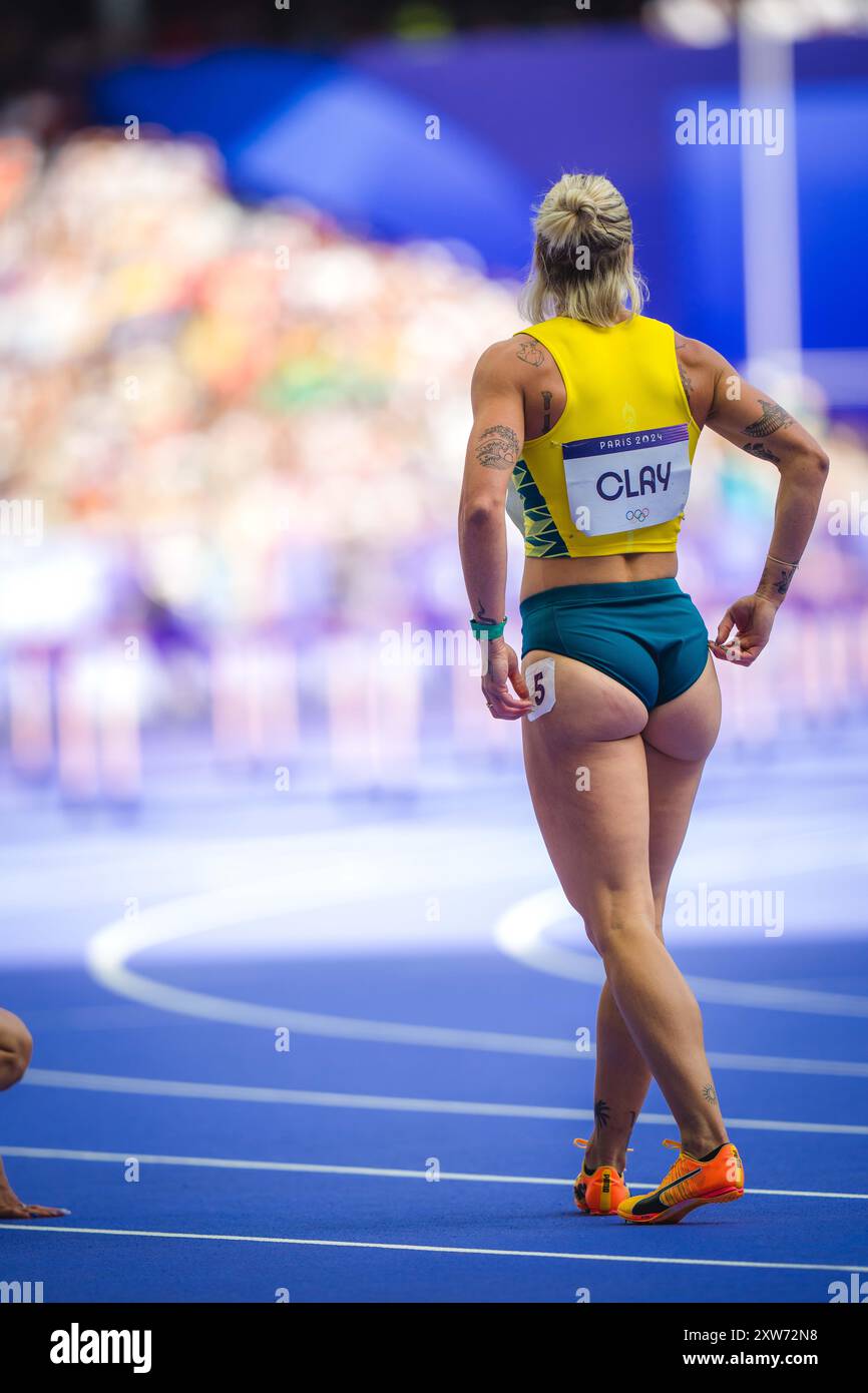 Liz Clay participating in the 100 meters hurdles at the Paris 2024 Olympic Games Stock Photo - Alamy