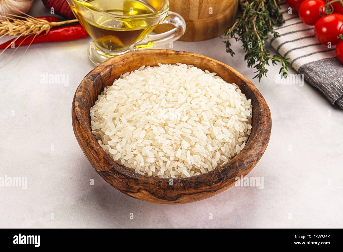 Dry raw Arborio rice for risotto Stock Photo - Alamy