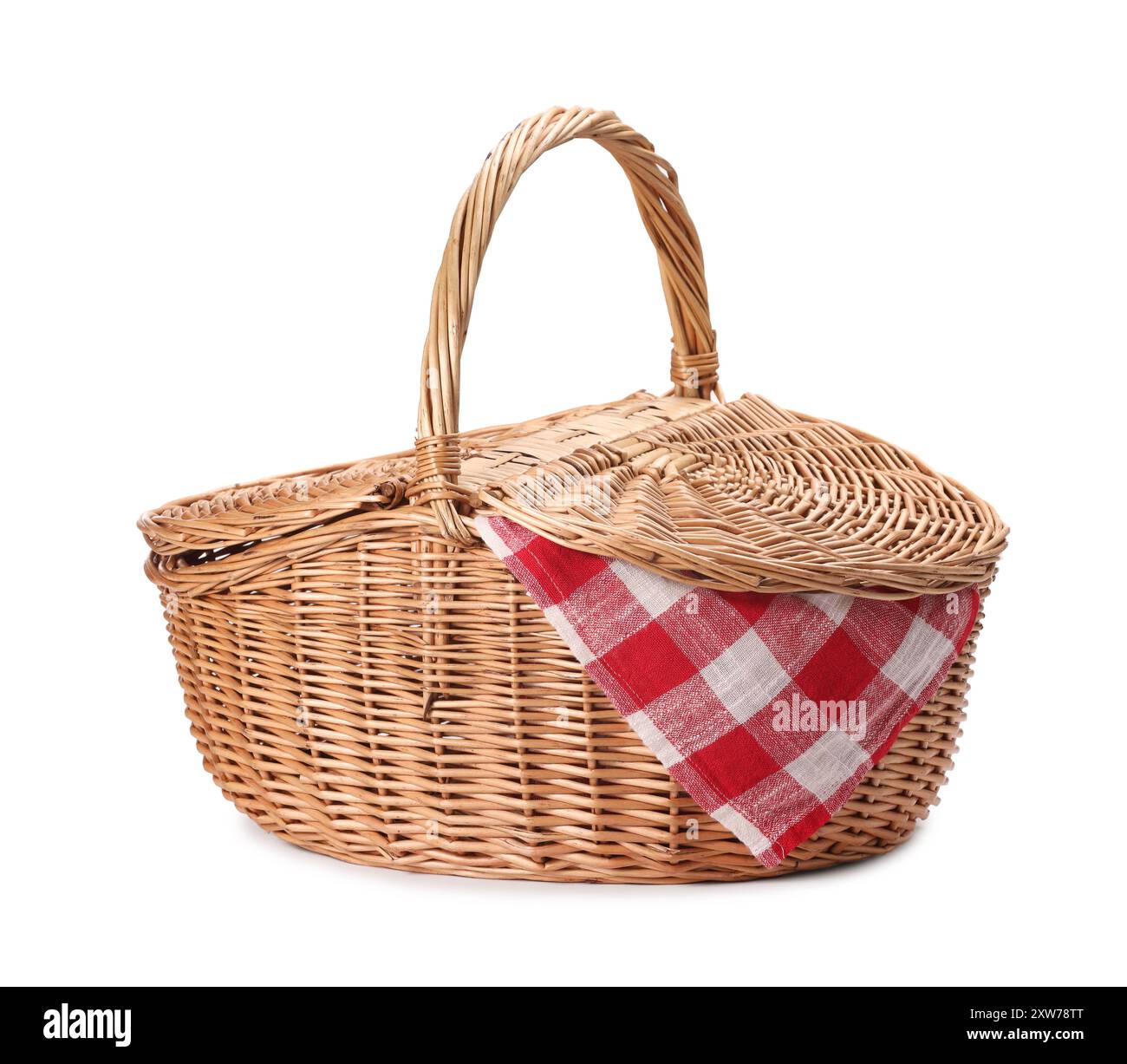 One picnic wicker basket isolated on white Stock Photo - Alamy