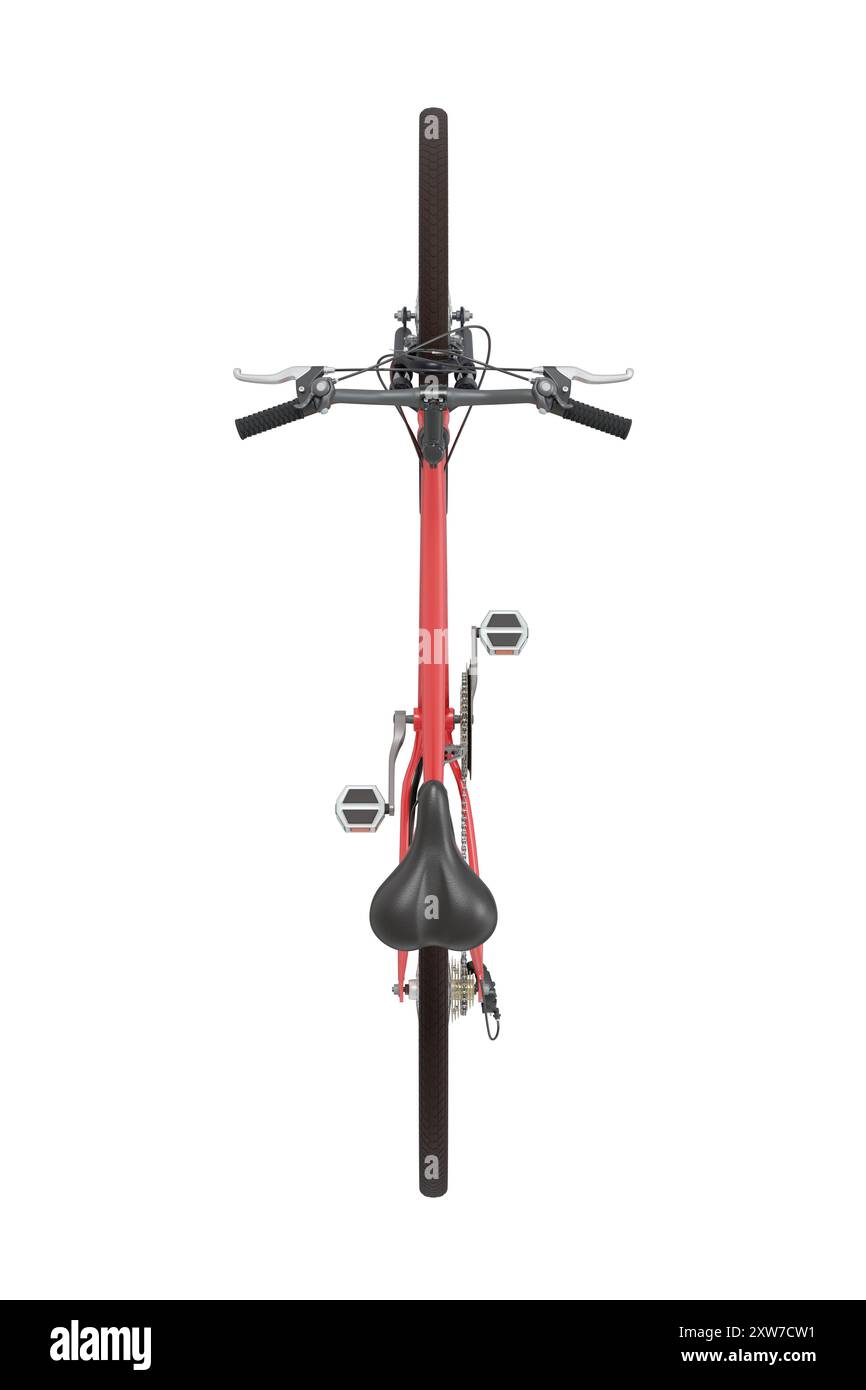 Red green bicycle, top view isolated on white background, 3D