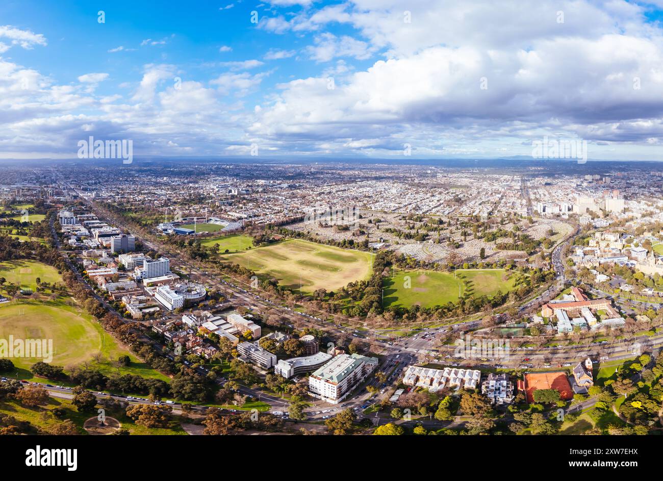 Aerial View of Ikon Stadium in Australia Stock Photo