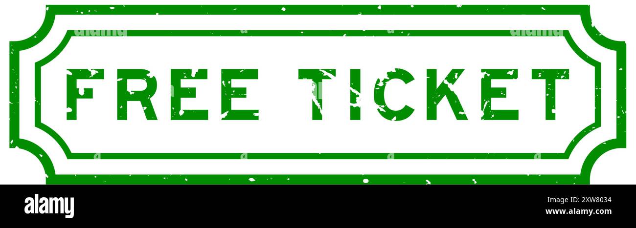Grunge green free ticket word rubber seal stamp on white background Stock Vector