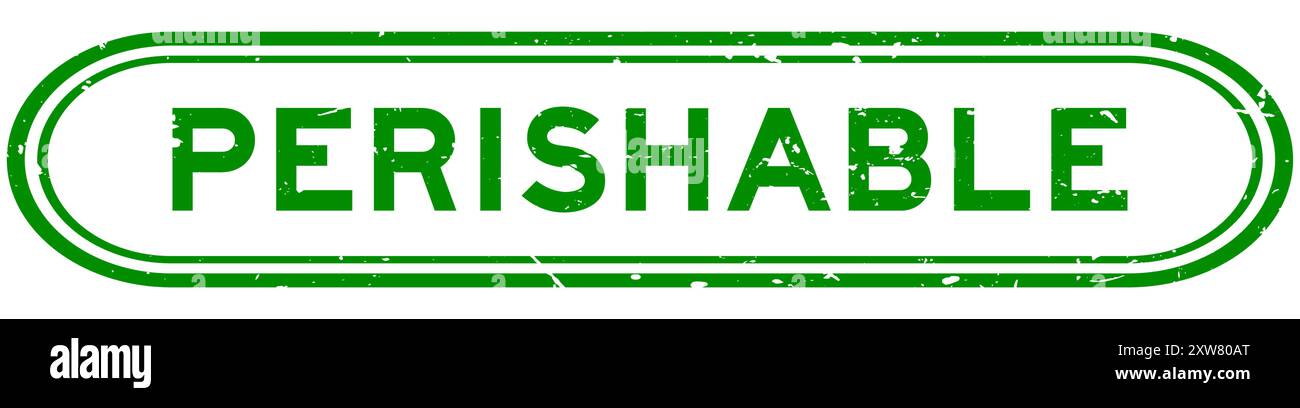 Grunge green perishable word rubber seal stamp on white background ...