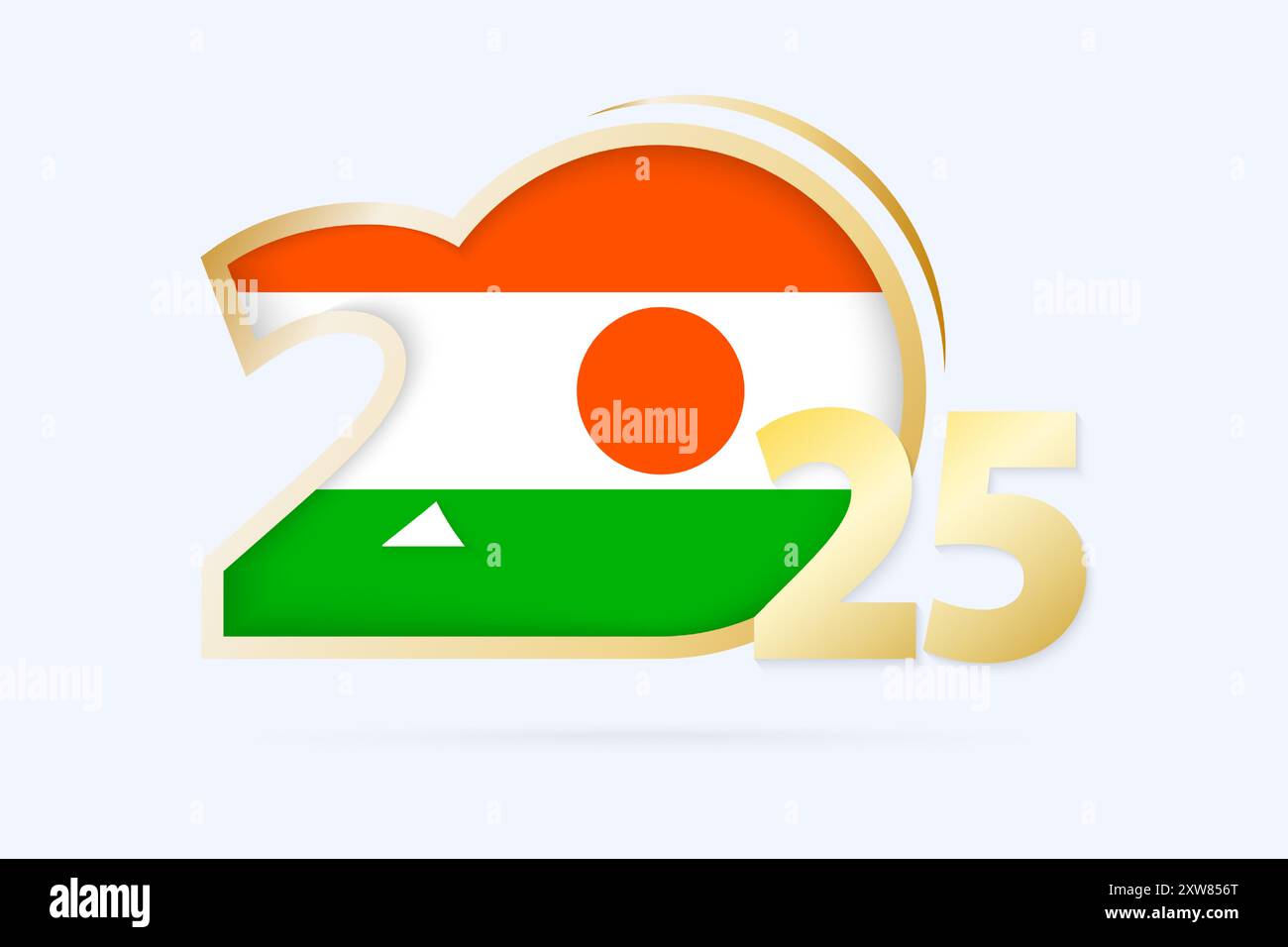 Year 2025 with Niger Flag pattern. Vector Illustration Stock Vector