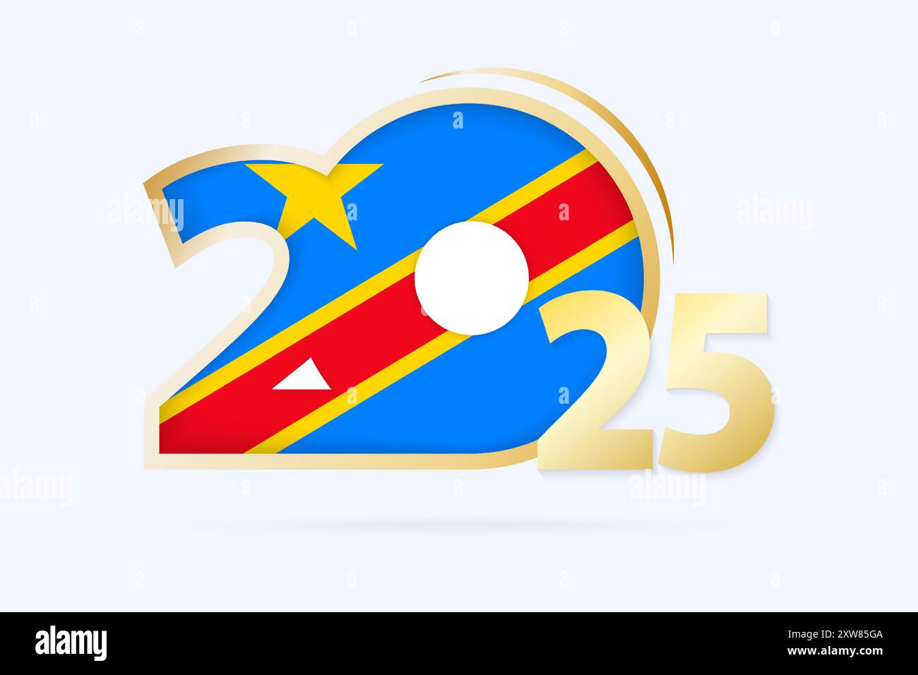Year 2025 with DR Congo Flag pattern. Vector Illustration Stock Vector