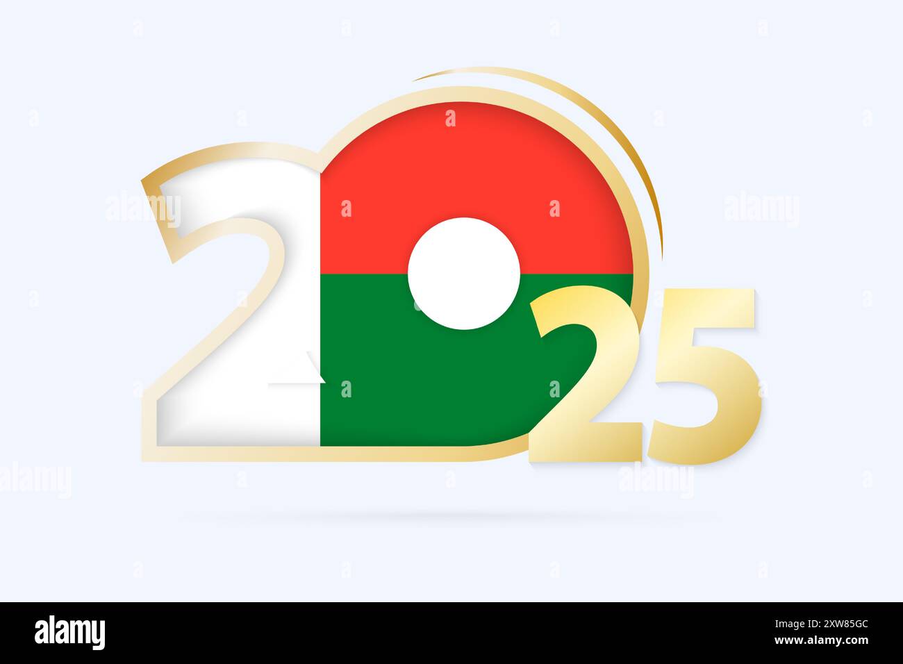 Year 2025 with Madagascar Flag pattern. Vector Illustration Stock