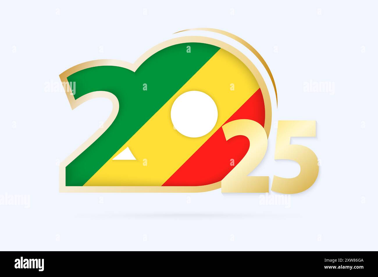 Year 2025 with Congo Flag pattern. Vector Illustration Stock Vector