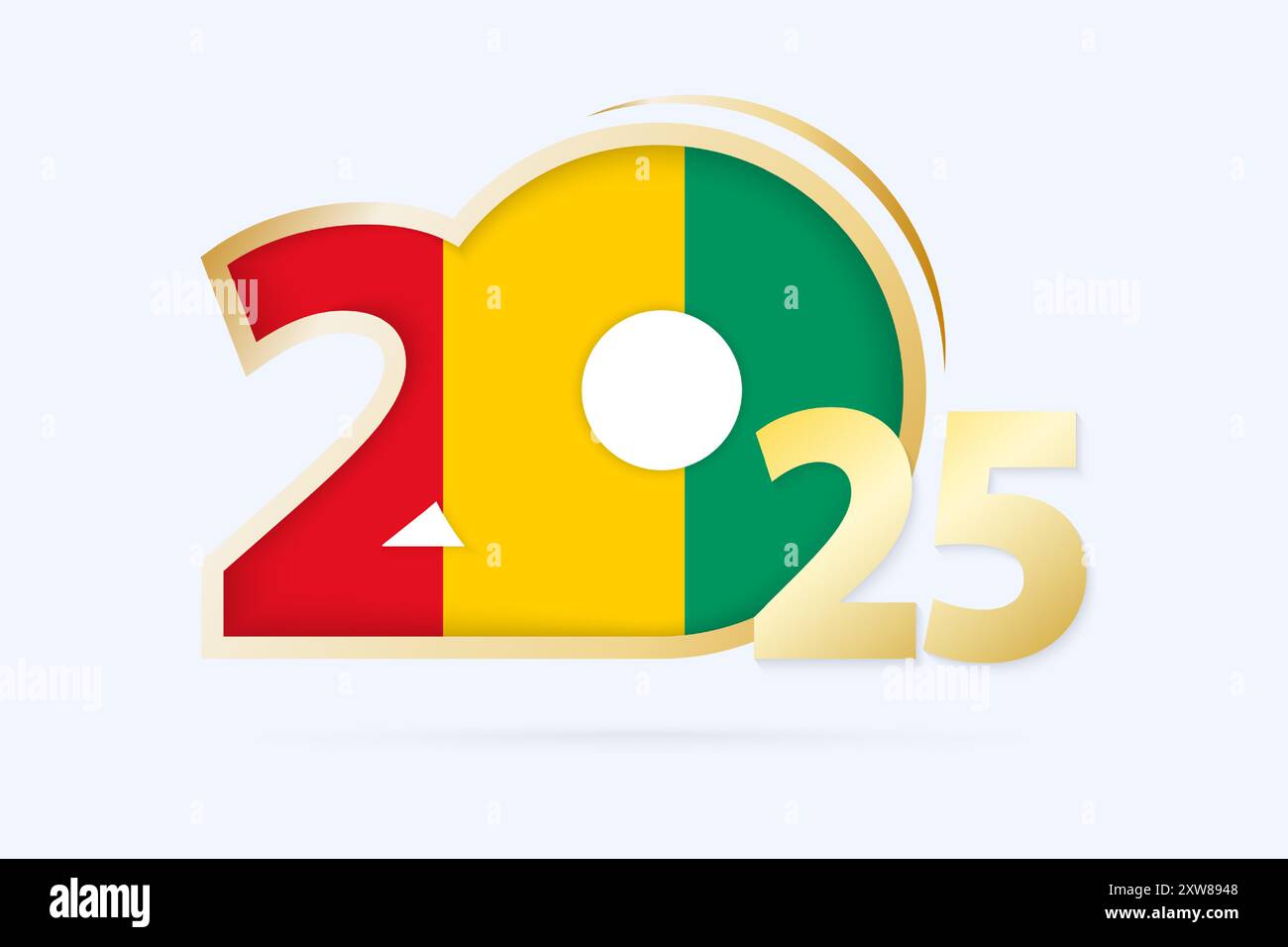 Year 2025 with Guinea Flag pattern. Vector Illustration Stock Vector