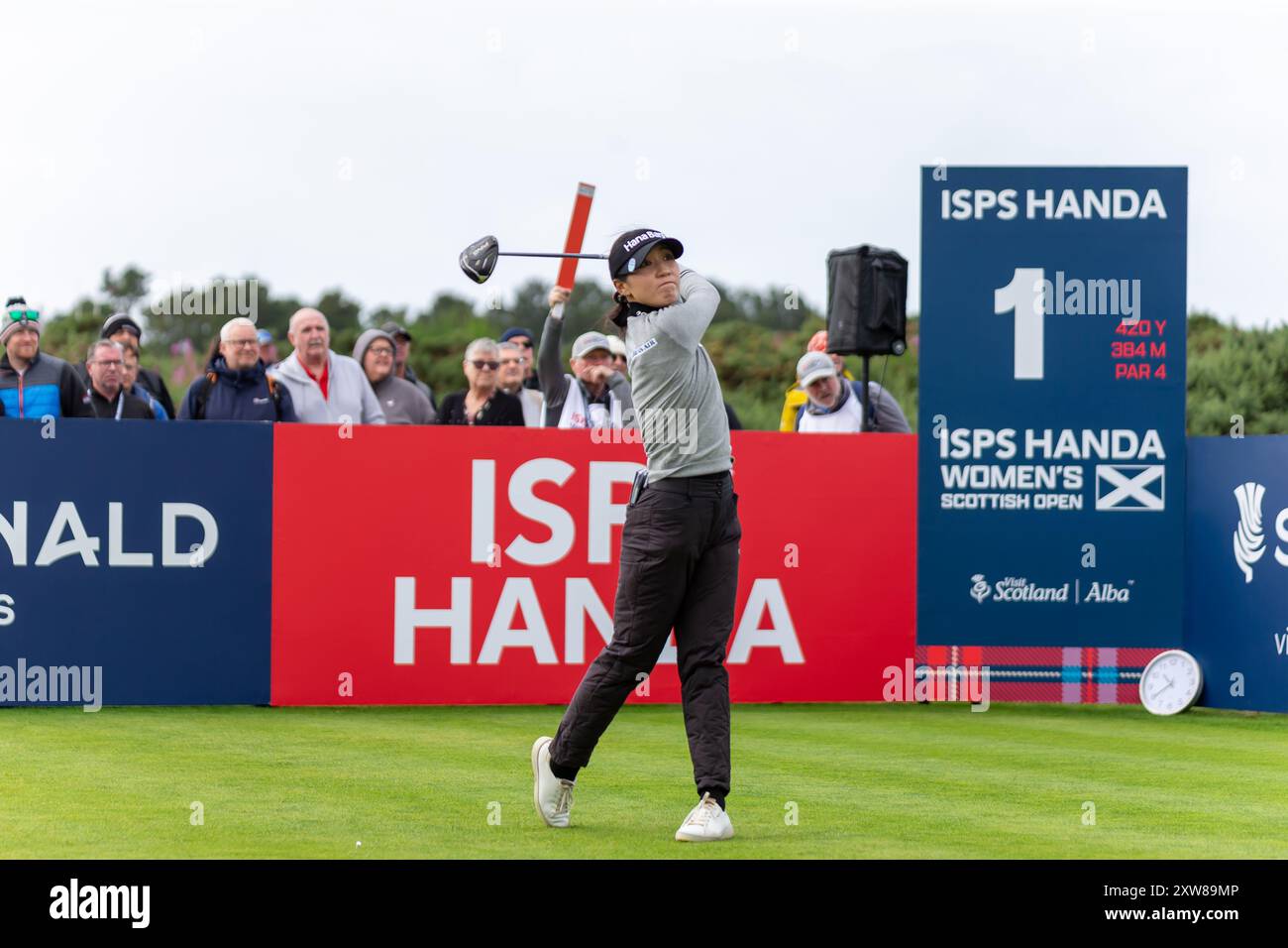 North Ayrshire, Scotland. 18th August 2024. Lydia Ko starting her final round of the 2024 ISPS