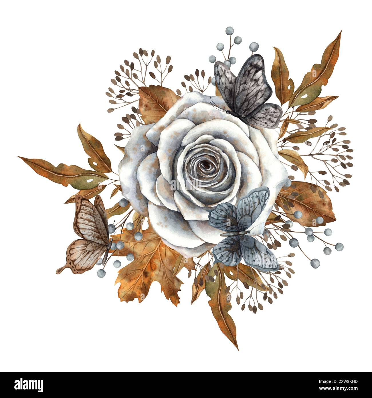 Vintage composition watercolor butterflies Cut Out Stock Images ...